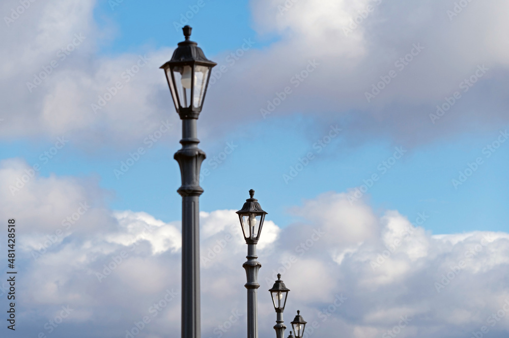 street lanterns  on background sky