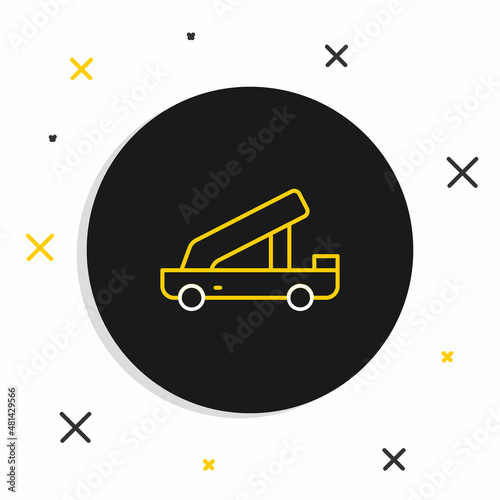 Line Passenger ladder for plane boarding icon isolated on white background. Airport stair travel. Colorful outline concept. Vector