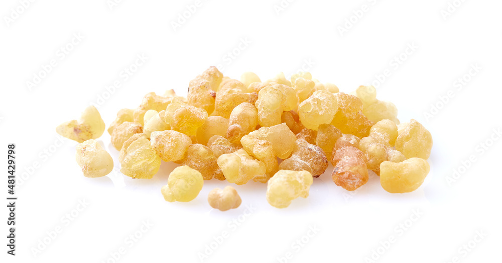 Natural frankincense resin on white background Natural frankincense resin on white background