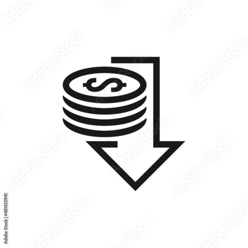 Currency depreciation icon isolated on white background