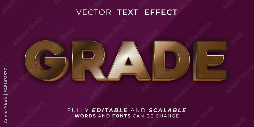Editable text effect Grade 3d style illustrations Editable text effect Grade 3d style illustrations