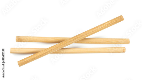 bamboo straws isoalted on white background photo