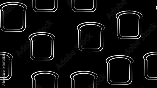 a piece of bread with a crust on a black background. vector illustration, pattern. sandwich bread, base for a filled sandwich. black and white drawing