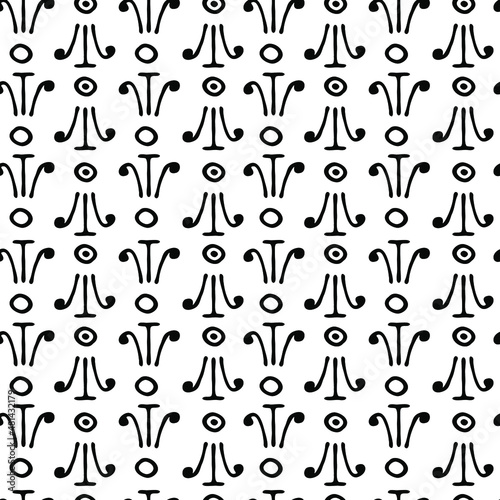 Repeatable seamless pattern with hand drawn doodle elements. For backgrounds  wallpapers  wrapping papers  web banners. White and black.