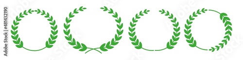 Green Laurel Wreath Icons Vector Illustration