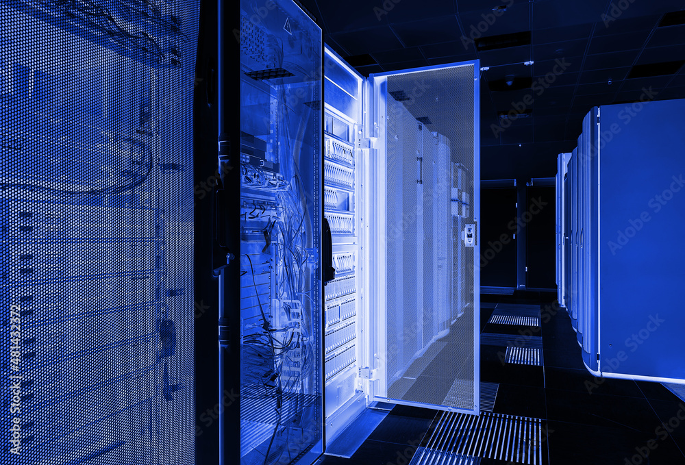 3D render Network and internet communication technology concept, data ...