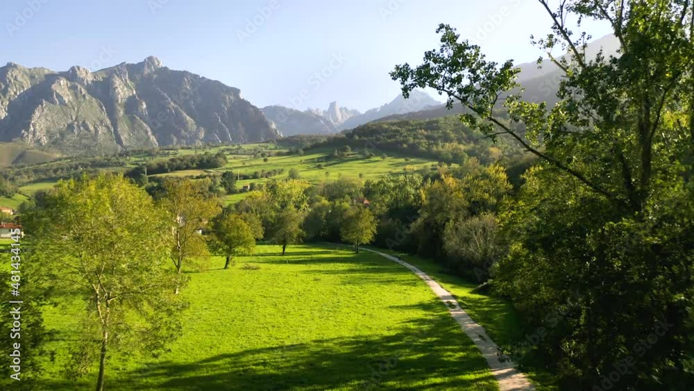 Drone shot of Picos de Europa (mountains and green hills in Northern Spain) Drone shot of Picos de Europa (mountains and green hills in Northern Spain)