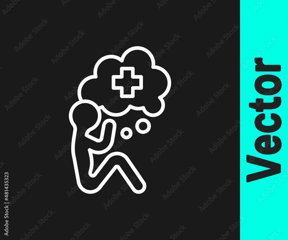 White line Helping hand icon isolated on black background. Vector White line Helping hand icon isolated on black background. Vector
