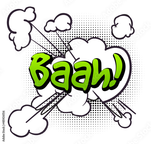 Baah sound in pop art style. Funny surprise symbol