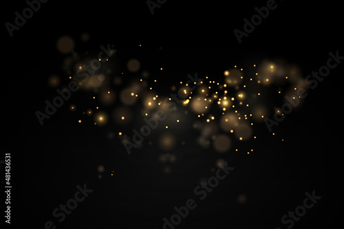 Glowing bokeh lights, shining flare dust particles