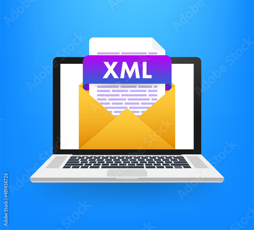 Flat xml for paper design. Flat isometric vector illustration. Design element. Computer technology isometric illustration.