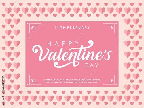 Happy valentine's day lettering, background vector