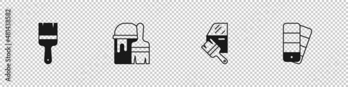 Set Paint brush, bucket with, Car painting and Color palette guide icon. Vector