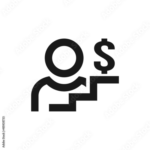 Employee salary increase icon isolated on white background