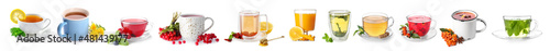 Panel kuchenny z motywem Assortment of healthy tea on white background