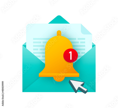 Enable reminder notification. Email notification. Message alert. Vector stock illustration.