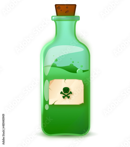 bottle with poison on a white background