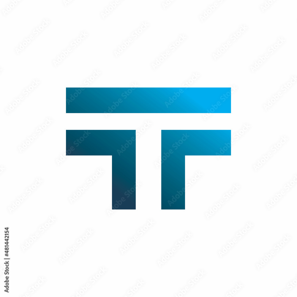 Fototapeta premium initial t letter square blue color line logo design