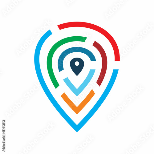 digital pin pont color line location logo design