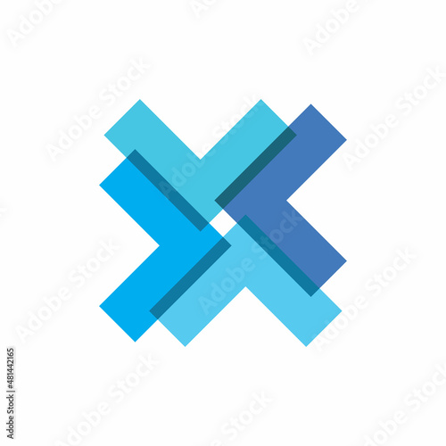 blue color initial x letter target logo design