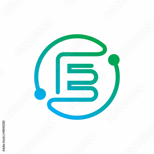 circle initial e letter connect network logo design © adi