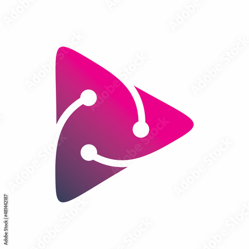 infinity play button arrow logo design