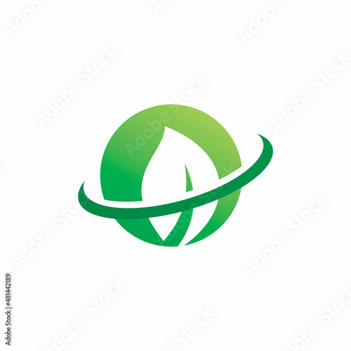 circle green nature leaf logo design