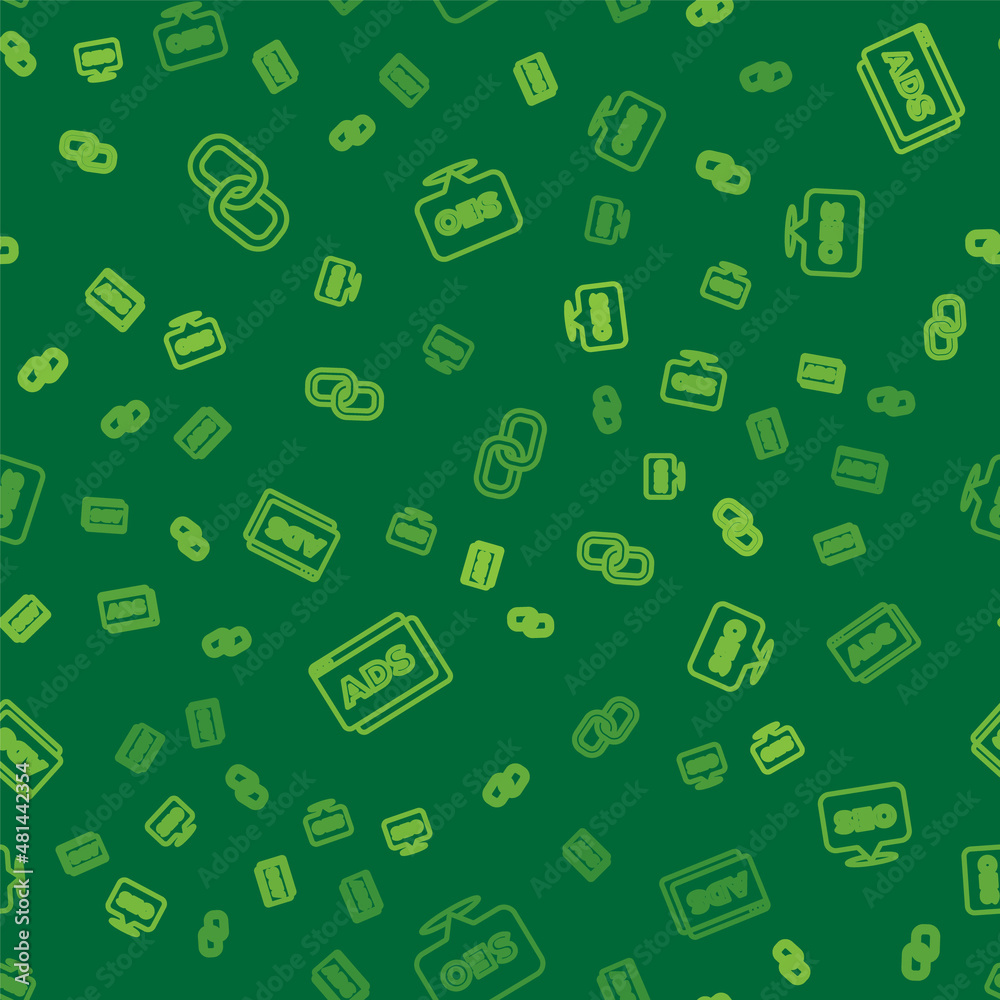 Set line Chain link, Advertising and SEO optimization on seamless pattern. Vector Set line Chain link, Advertising and SEO optimization on seamless pattern. Vector