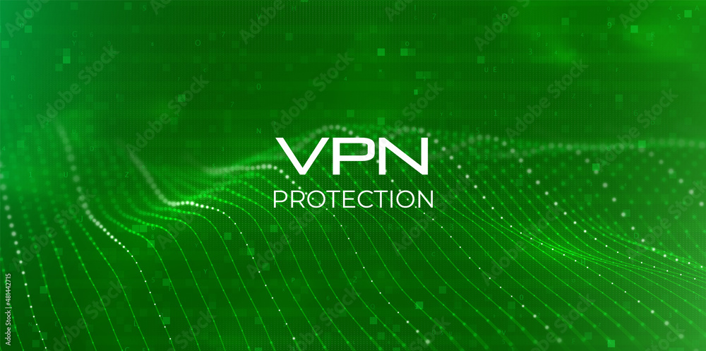 VPN technology concept. Abstract green particle background. Flow wave with dot landscape. Digital data structure. Future mesh or sound grid. Pattern point visualization. VPN technology concept. Abstract green particle background. Flow wave with dot landscape. Digital data structure. Future mesh or sound grid. Pattern point visualization.
