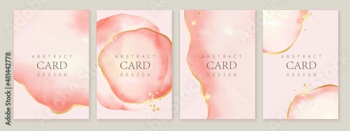 Obraz na plátně Set of romantic pink watercolor cards, backgrounds
