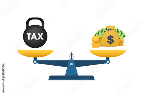 Tax scale in flat style. Business concept. Tax scale, great design for any purposes. Vector concept.
