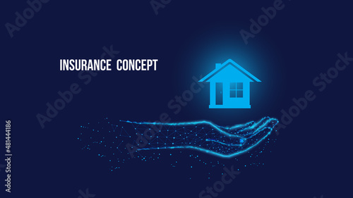 House on polygonal hand. Insurance concept