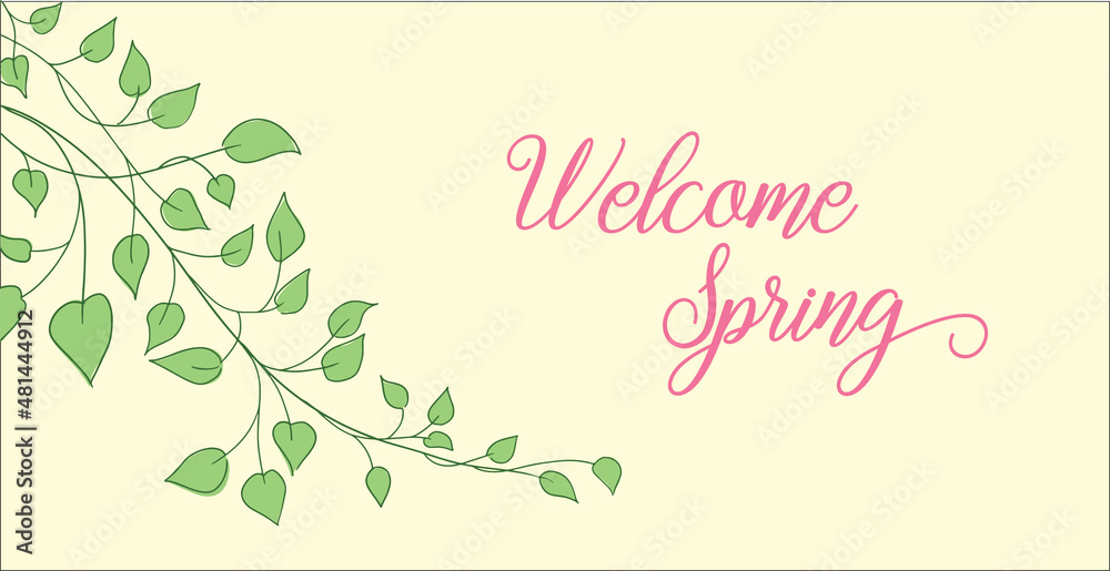 Ivy vine background vector, floral leaves on branch stem in corner border, spring or wedding design illustration Ivy vine background vector, floral leaves on branch stem in corner border, spring or wedding design illustration