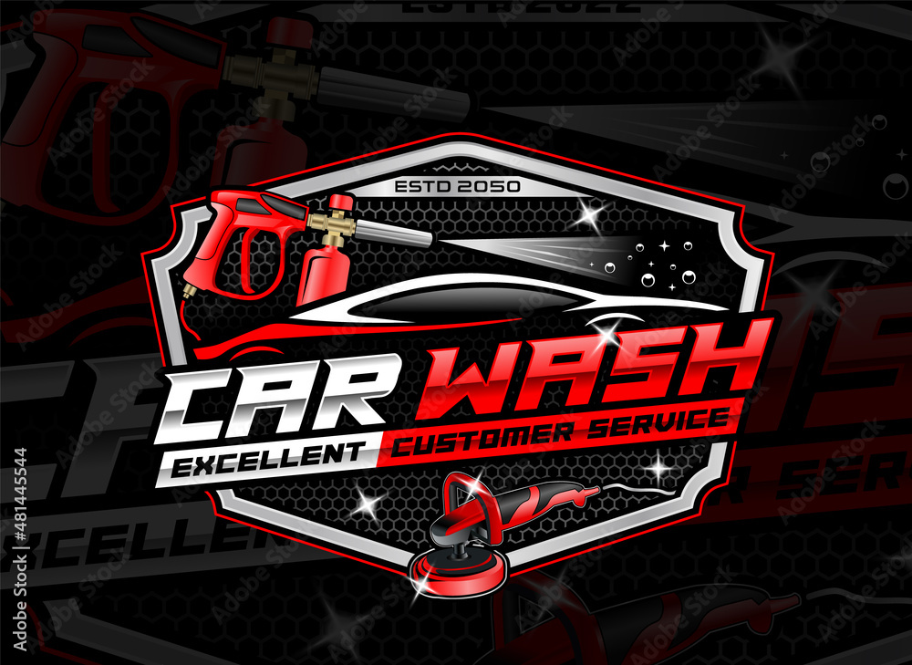 Auto detailing and car wash logo for automotive car business - obrazy, fototapety, plakaty 
