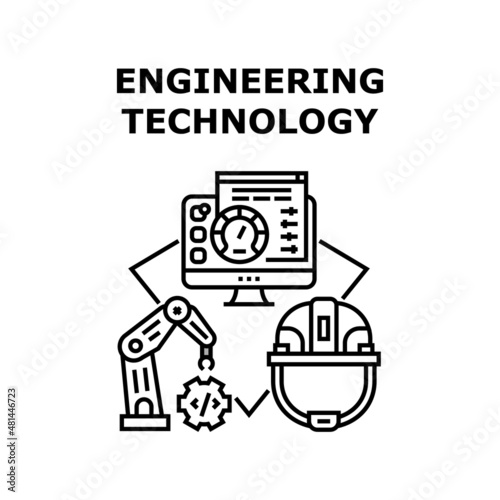 Engineering Technology tech network. modern computer system. web energy vector concept black illustration © vectorwin