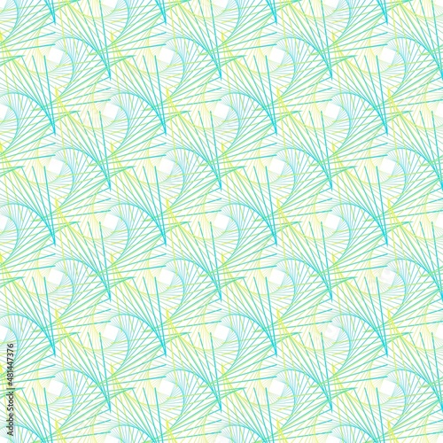 Abstract yellow and blue square Spirograph twisted wireframe ethnic pattern on the white background. Vector illustration. Wrapping paper.