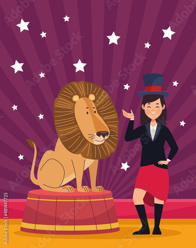 woman and lion