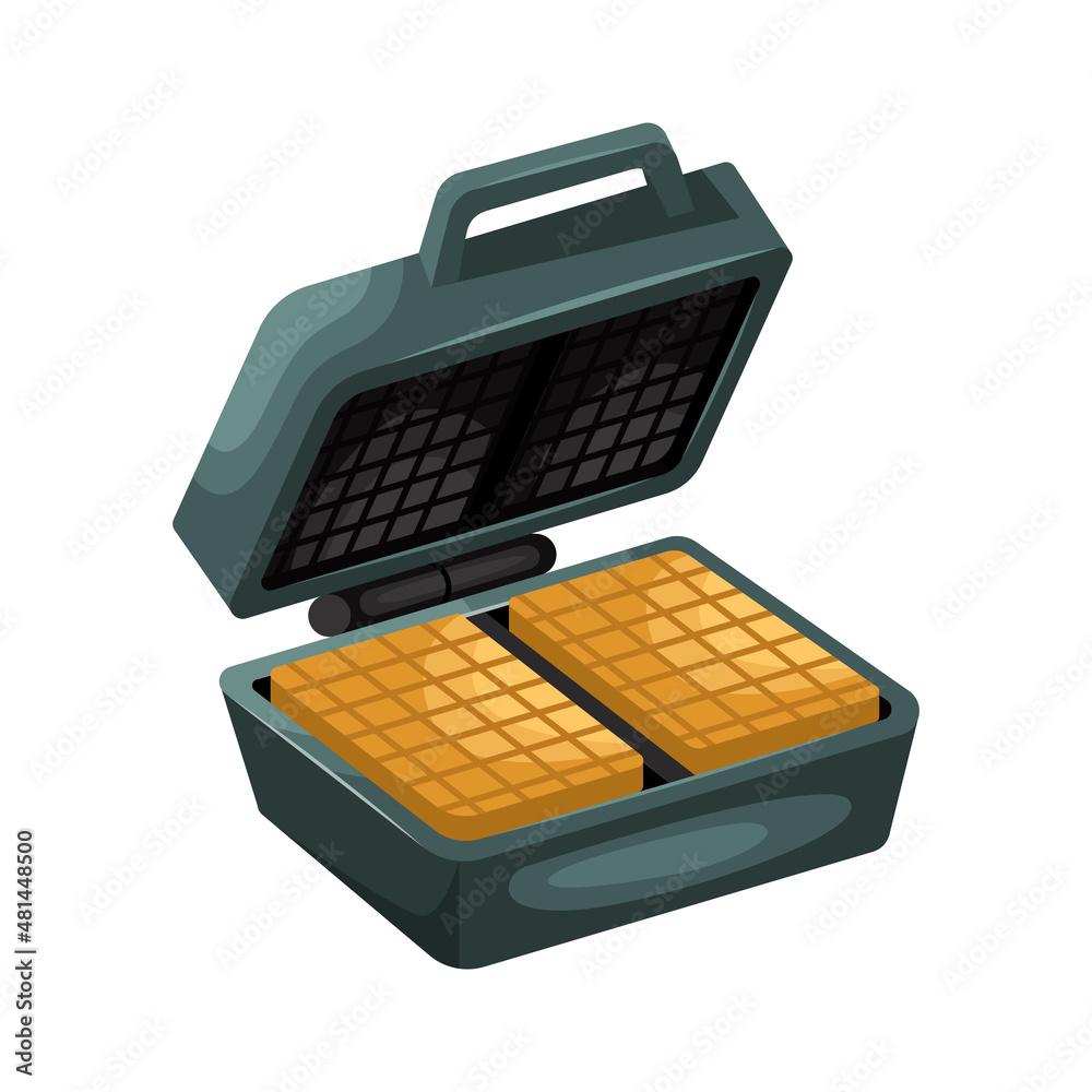 Vector illustration of a waffle iron for rectangular Belgian waffles. Vector illustration of a waffle iron for rectangular Belgian waffles.