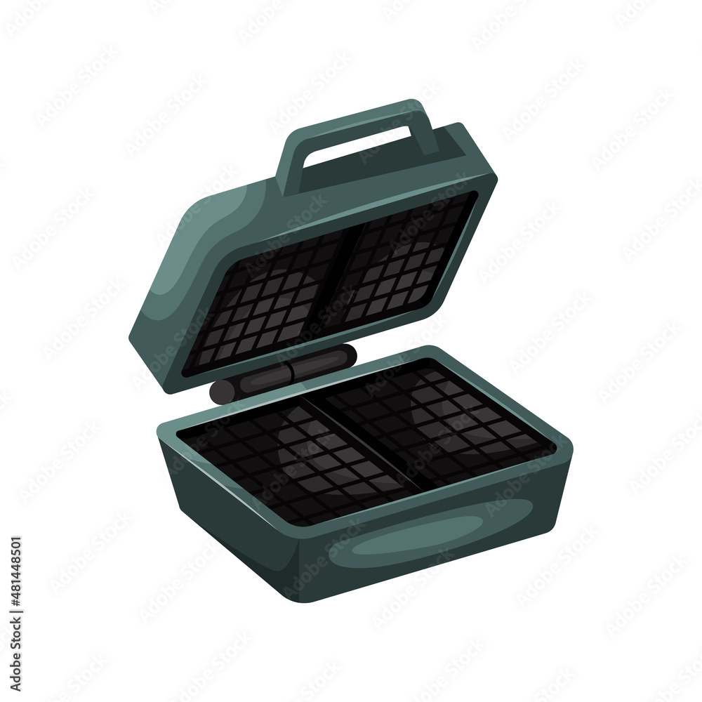 Vector illustration of a waffle iron for rectangular Belgian waffles. Vector illustration of a waffle iron for rectangular Belgian waffles.