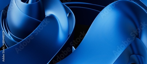Smooth wave lines on blue n...