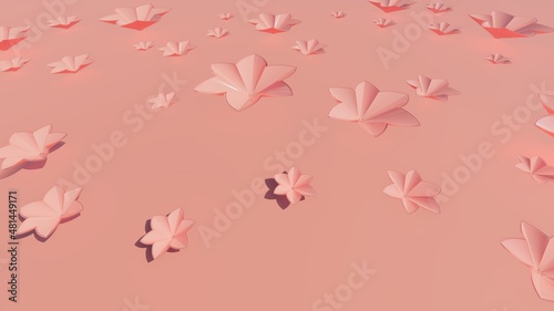 Pink flowers beauty background 3d rendering