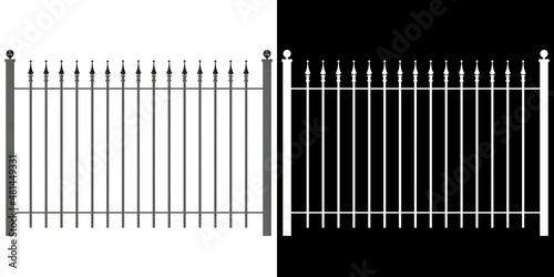 3D rendering illustration of an iron fence 