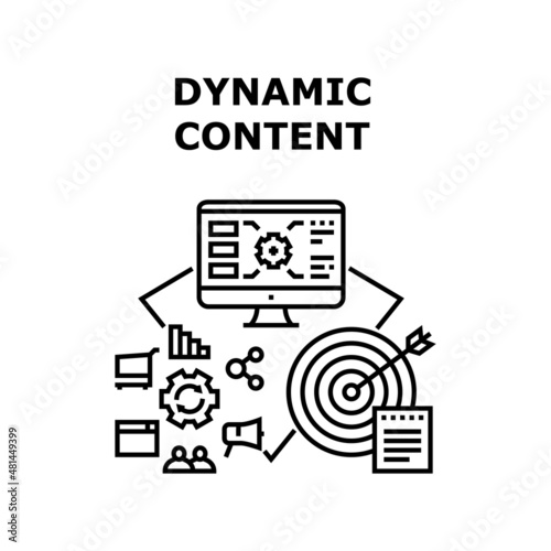 Dynamic content technology. creation adwords. application strategy vector concept black illustration