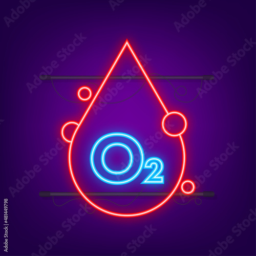 Blood o2 neon icon, great design for any purposes. Vector illustration design.