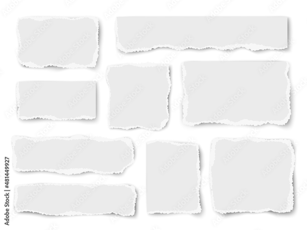 Set of paper different shapes scraps isolated on white background Set of paper different shapes scraps isolated on white background