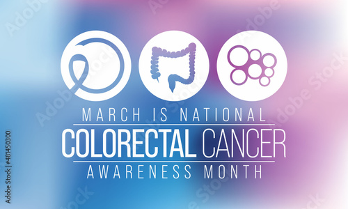 Colorectal Cancer awareness month is observed every year in March, is a disease in which cells in the colon or rectum grow out of control. Sometimes it is called colon cancer. Vector illustration photo