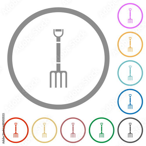 Pitchfork flat icons with outlines