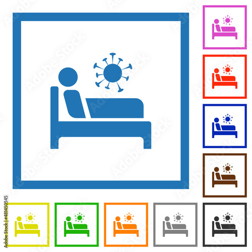 Covid ward flat framed icons