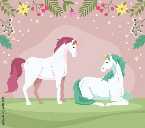 couple unicorns fairy animals