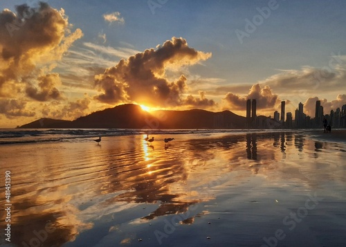 sunset over the beach of Balneário Camboriú